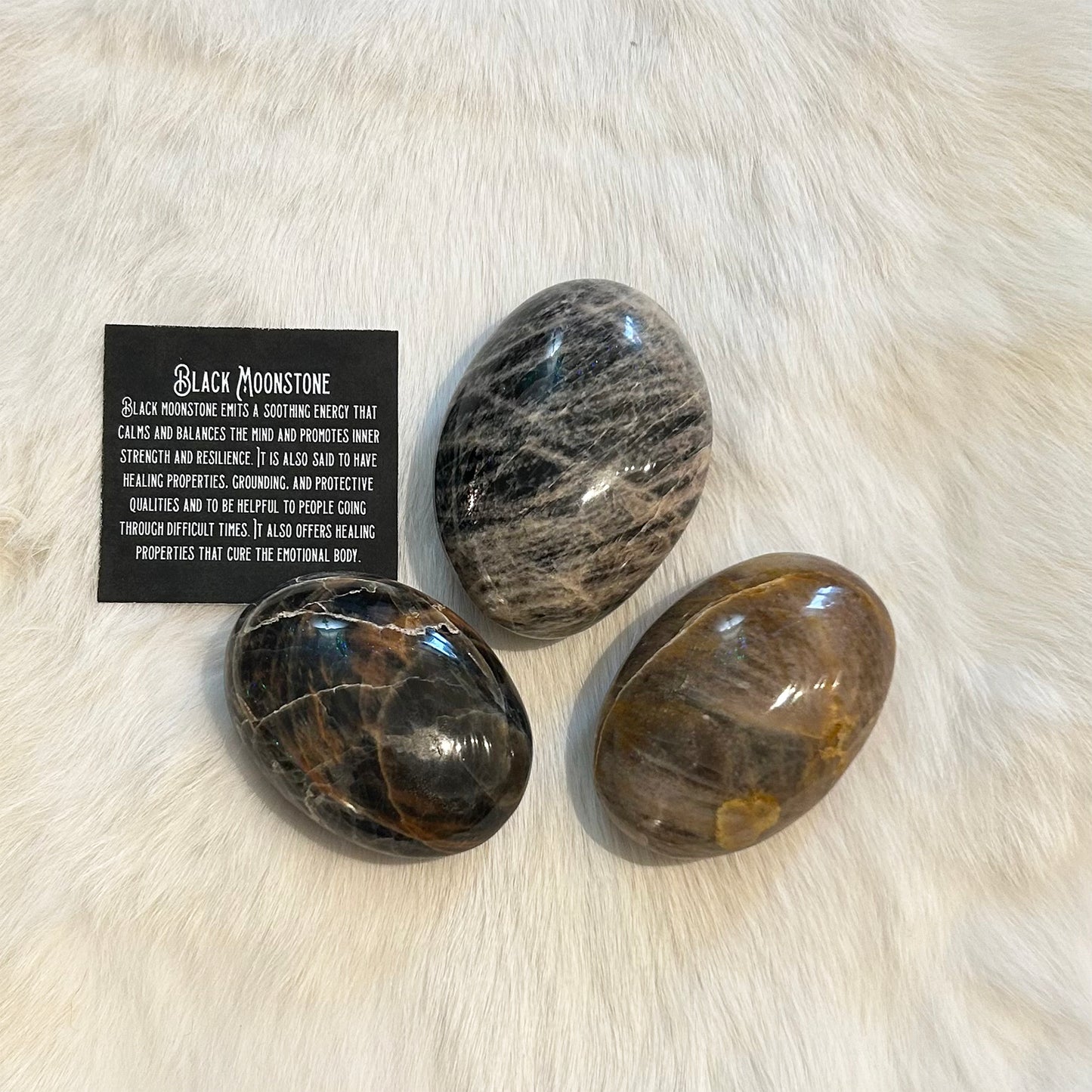 Black Moonstone Palm Stones | Jessups General Store