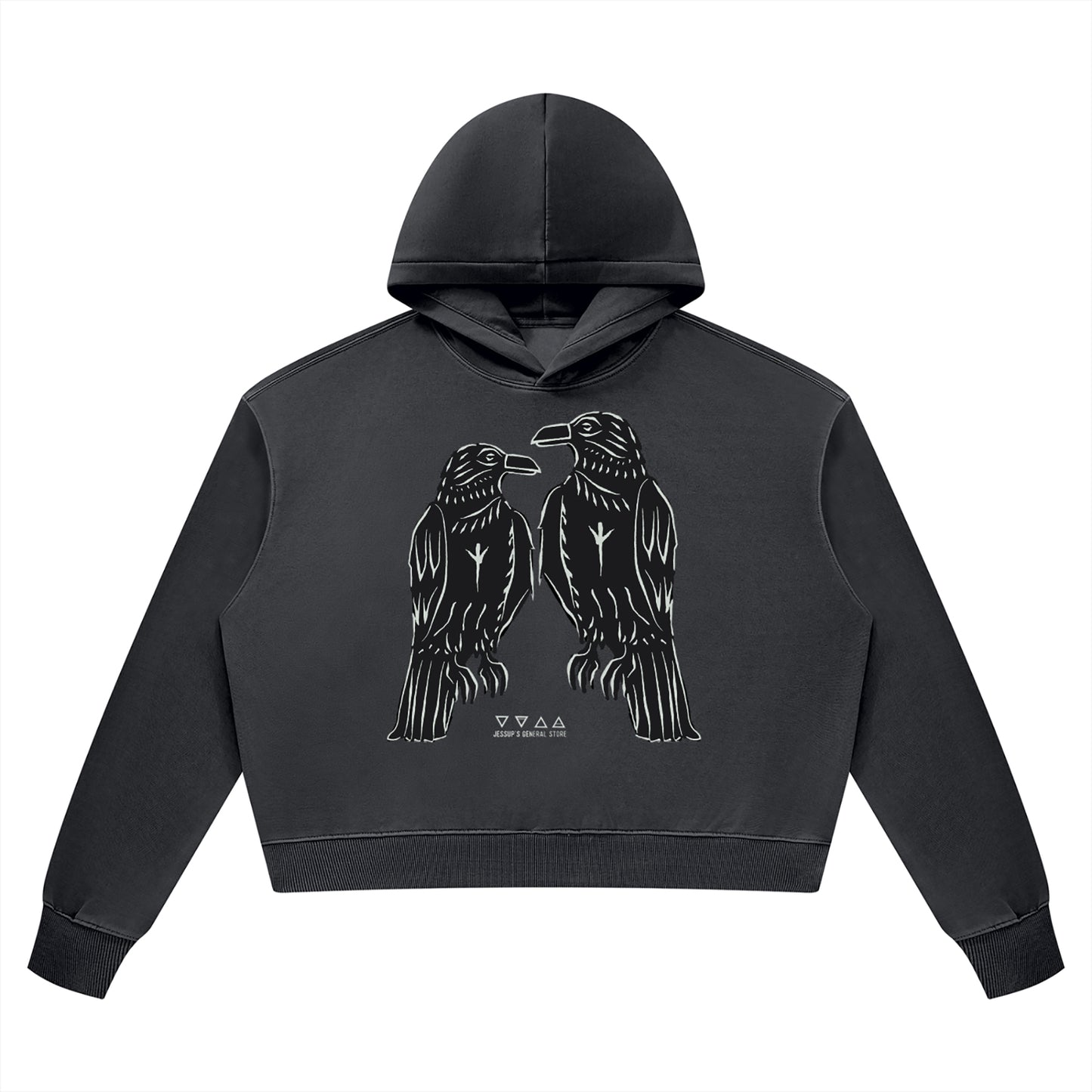 Crows Women's Vintage Wash Heavy Weight Crop Hoodie Black