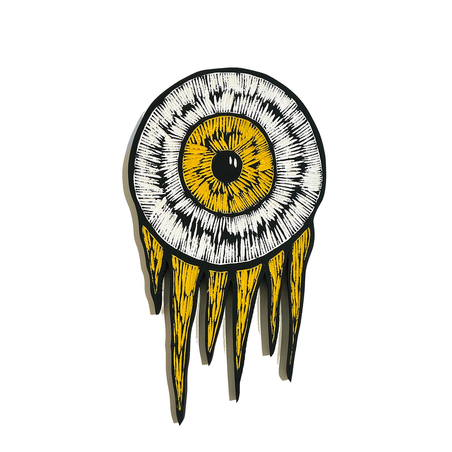 Eyeball Wood Art Hanging (Yellow)