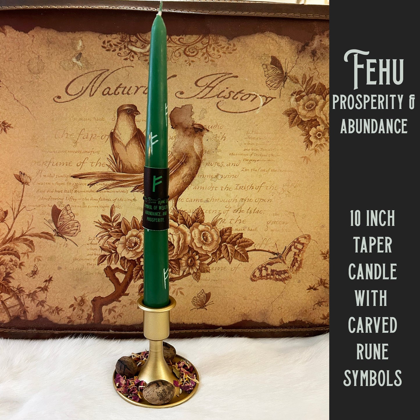 Fehu Rune Spell Candle for Prosperity and Abundance | Jessups General Store