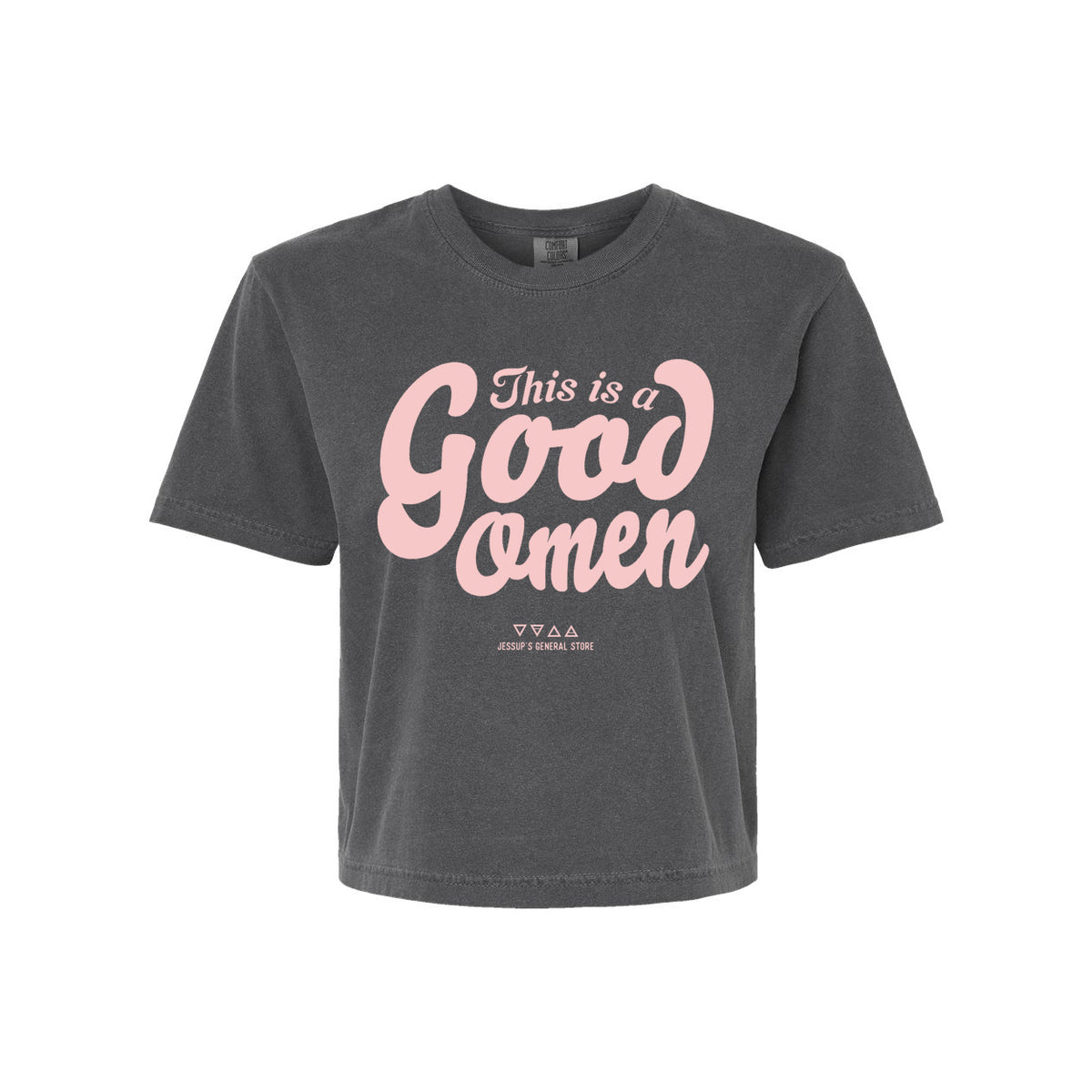 This is a Good Omen Ladies Crop Tee - MED & 2XL left