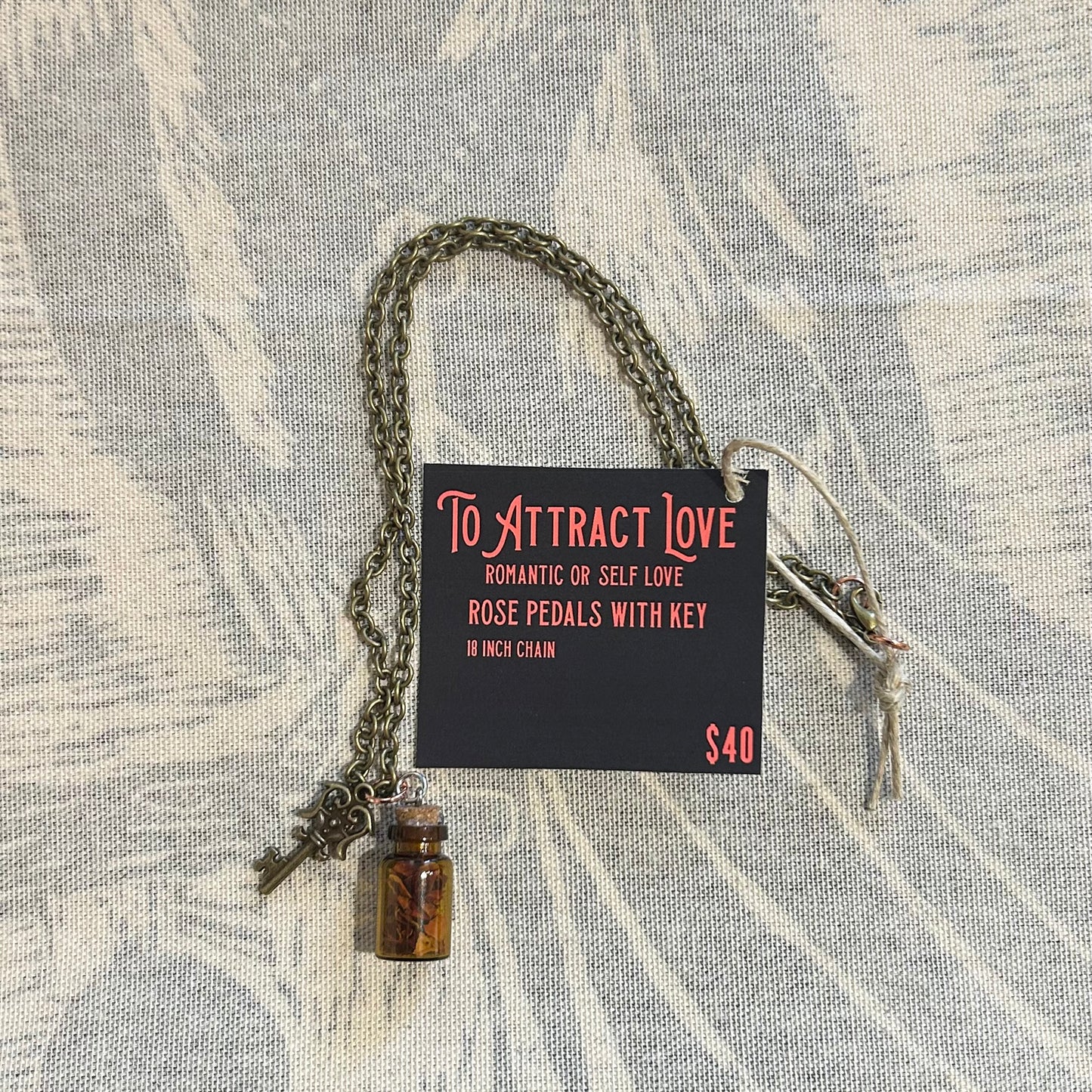 To Attract Love Necklace — Rose Petals & Key Charm (18” Chain)