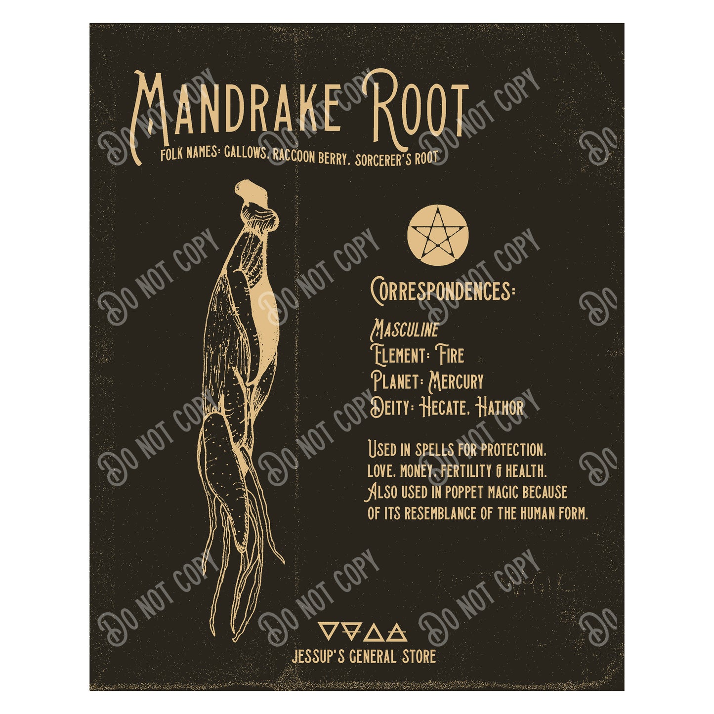 Mandrake Root Illustration Art Print (dark) (DIGITAL DOWNLOAD)