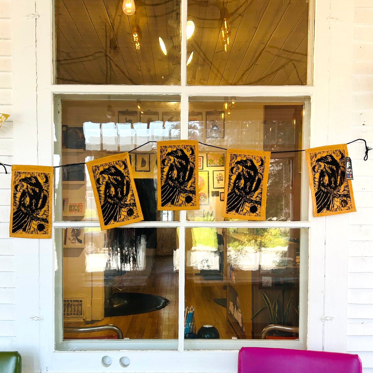 Hand-Printed Crow Banner Garland - Indoor/Outdoor Flags