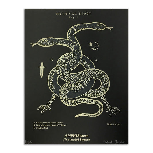 Amphisbaena Two Headed Snake Screen Print