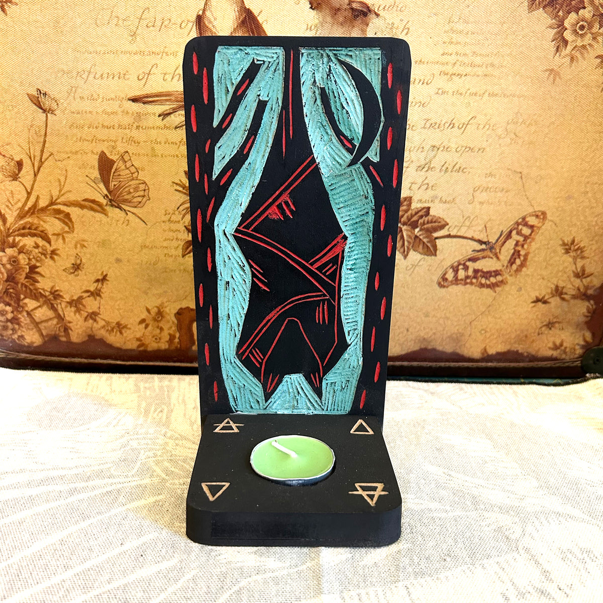 Bat Wooden Tea Light Holder