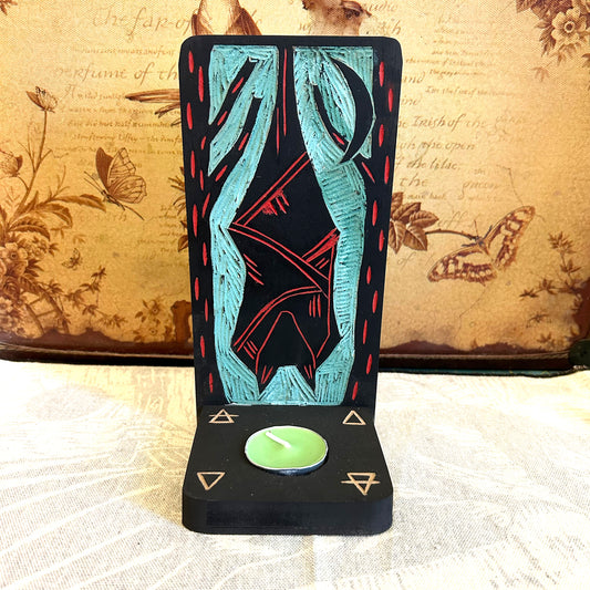 Bat Wooden Tea Light Holder