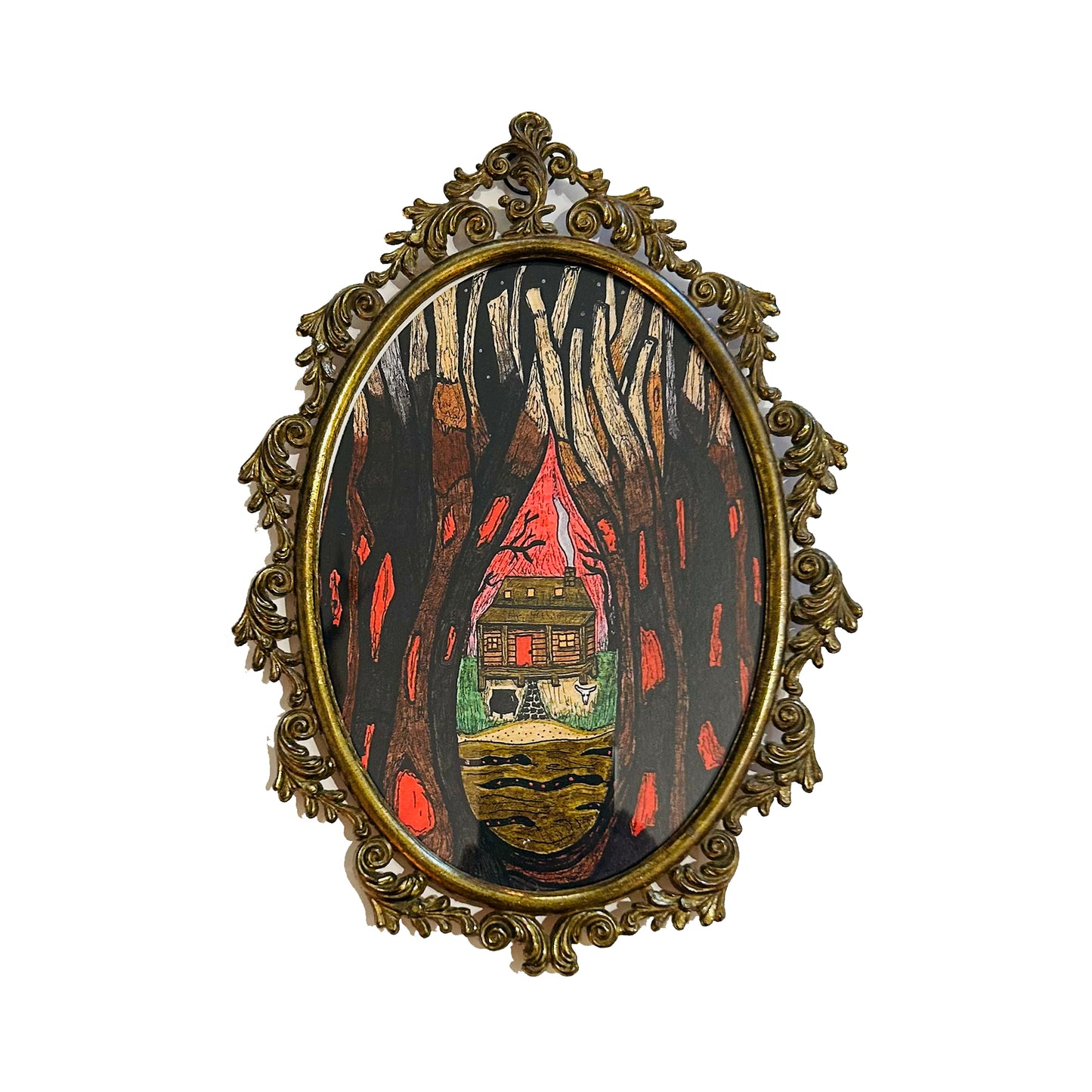 The Bloodroot Forest Print with Vintage Frame (med)