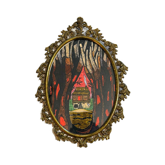 The Bloodroot Forest Print with Vintage Frame (med)