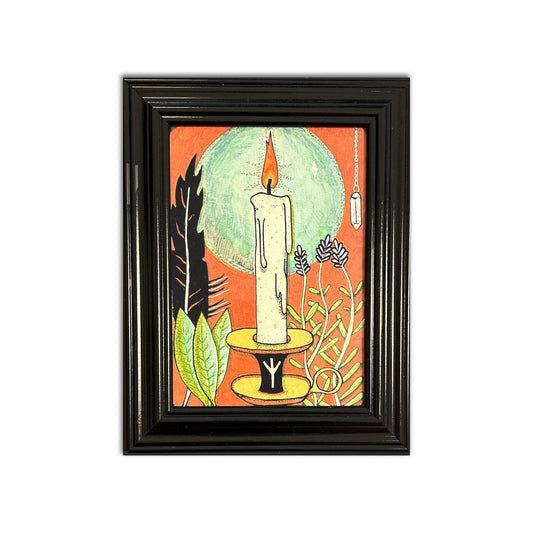 Spell Candle Original Drawing Framed