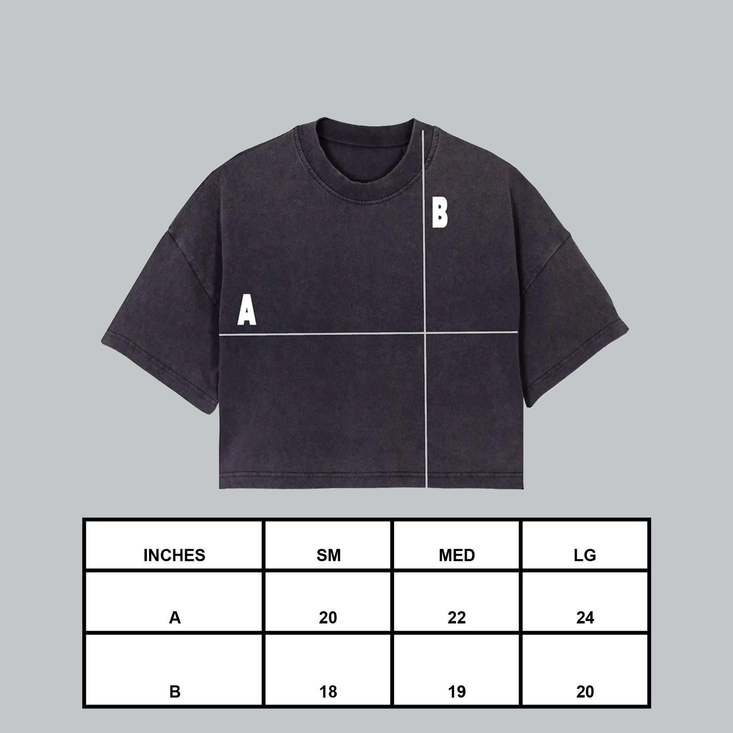 Oversized Crop T-shirt Sizing Chart 