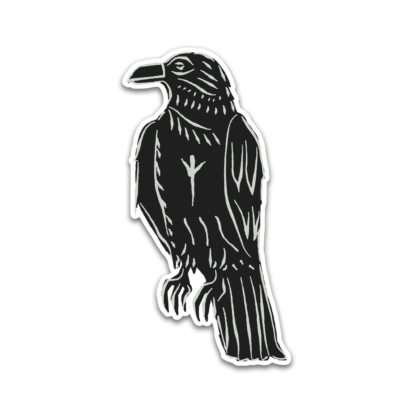 Crow With Algiz Rune Sticker
