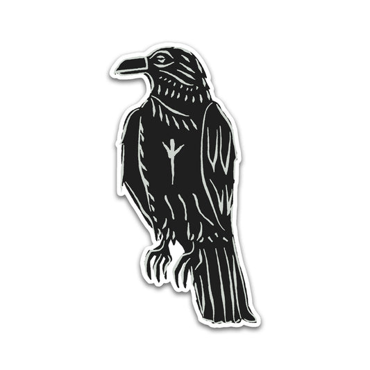 Crow With Algiz Rune Sticker