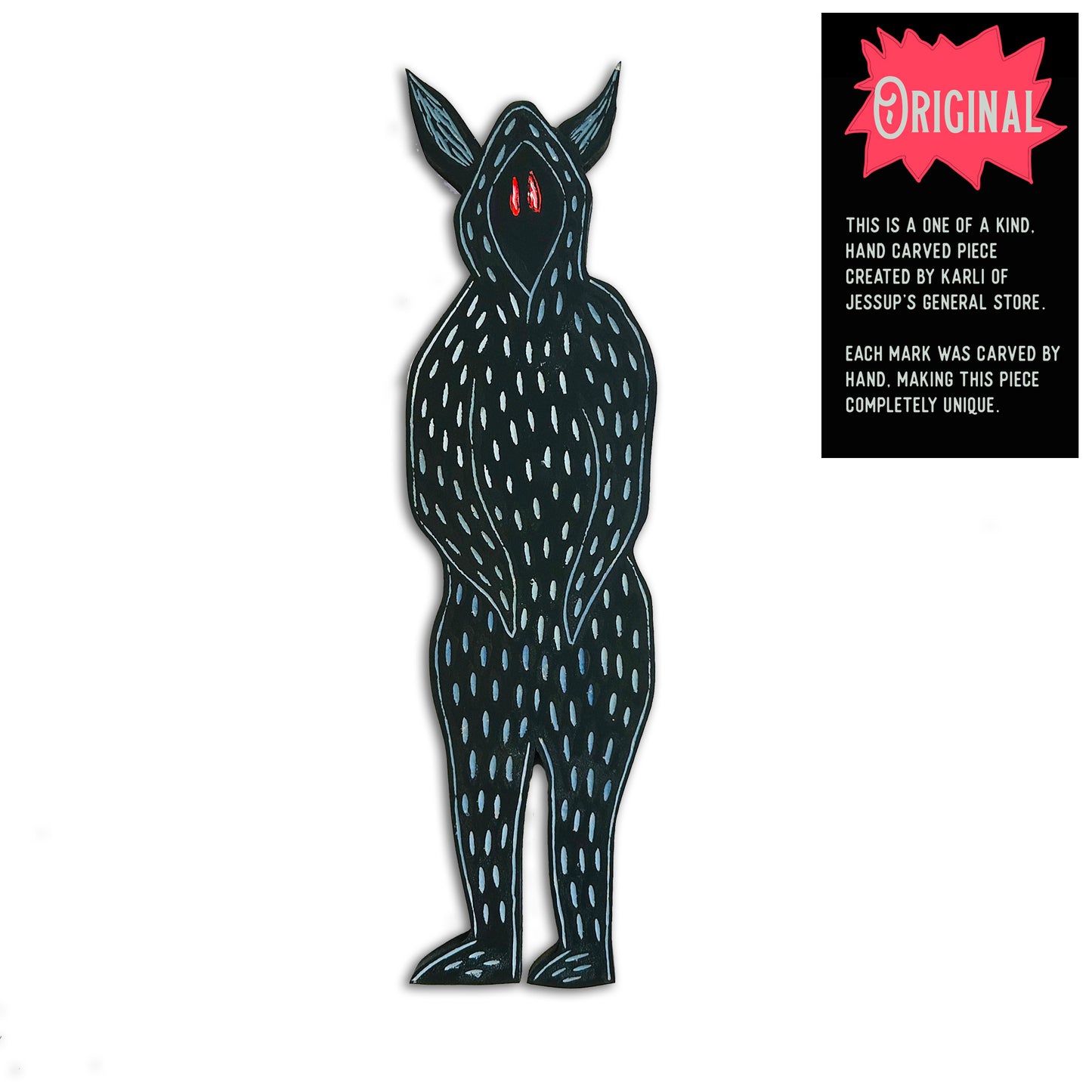 Cryptid Bunny Wood Wall Art (Blue)