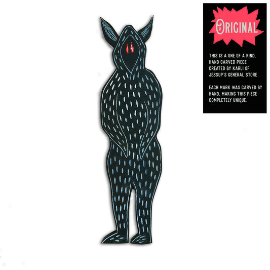 Cryptid Bunny Wood Wall Art (Blue)