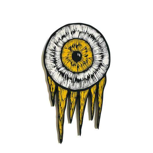 Eyeball Wood Art Hanging (Yellow)