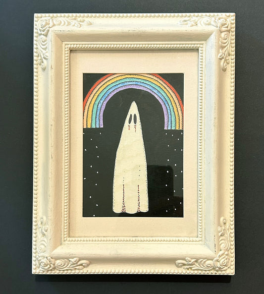 Ghost With Rainbow Drawing (Framed)