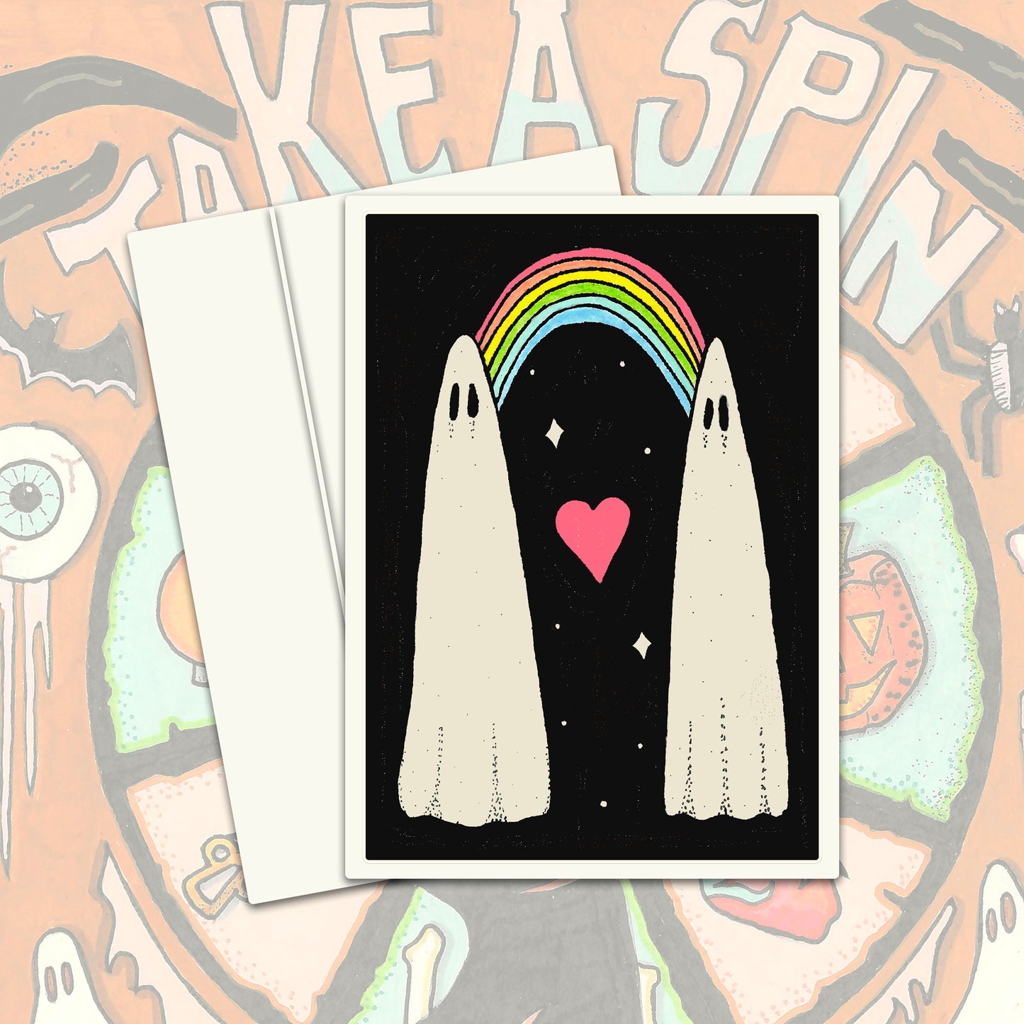 Ghost Pals Love Friendship Greeting Card - Blank Inside with Envelope