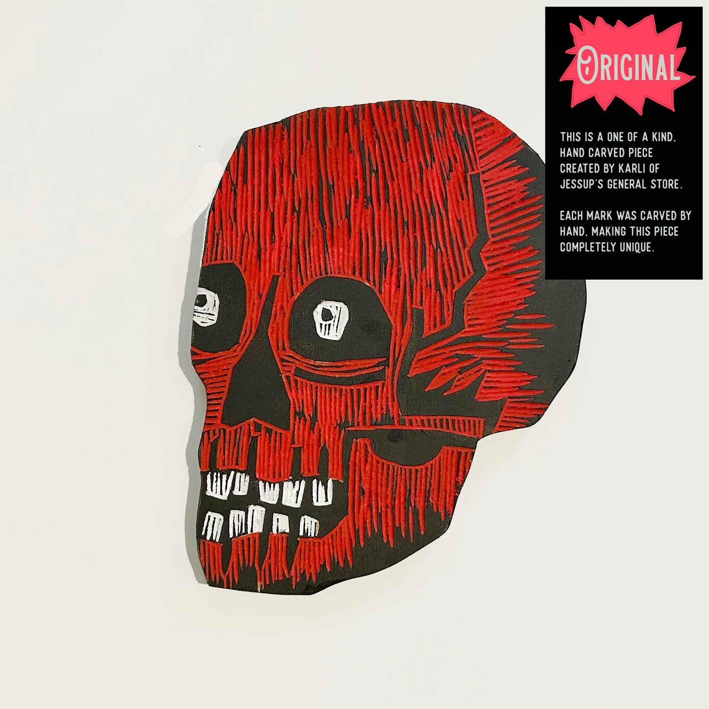 Jeremiah - Skull Woodcut Wall Hanging