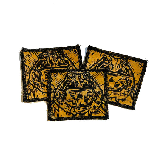 Lucky Toad Woodcut Sew on Patch