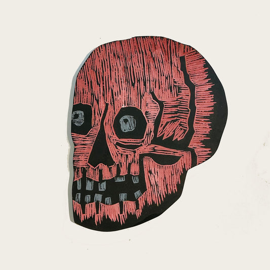 Mr. Stinky - Skull Woodcut Wall Hanging