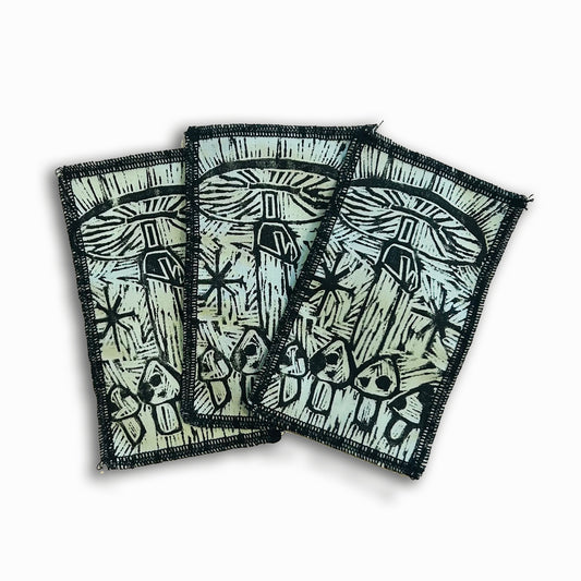 Mushroom Woodcut Sew on Patch