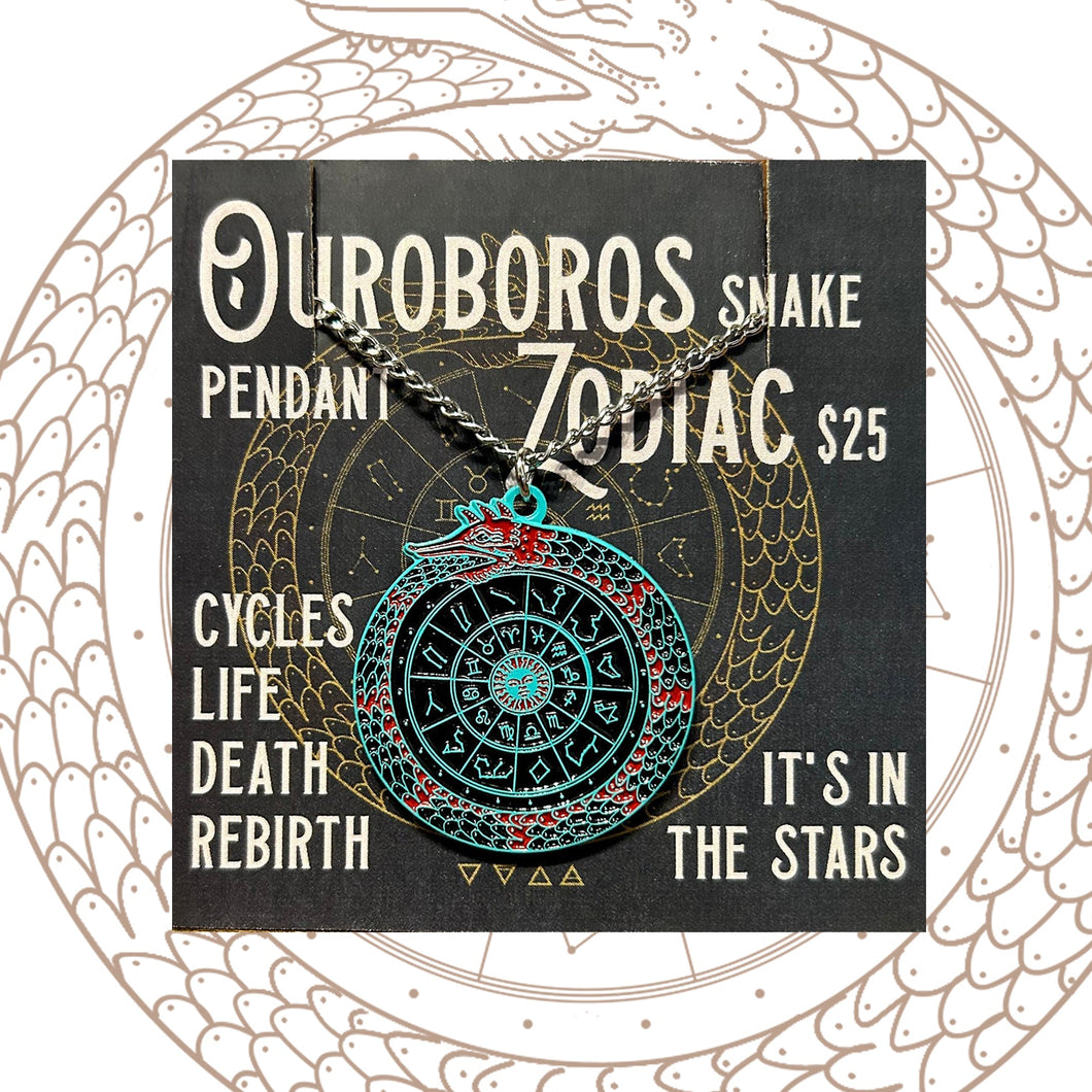 Ouroboros Snake Zodiac Pendant with chain | Jessups General Store