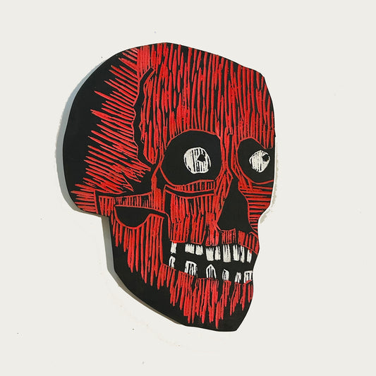 Roberto - Skull Woodcut Wall Hanging