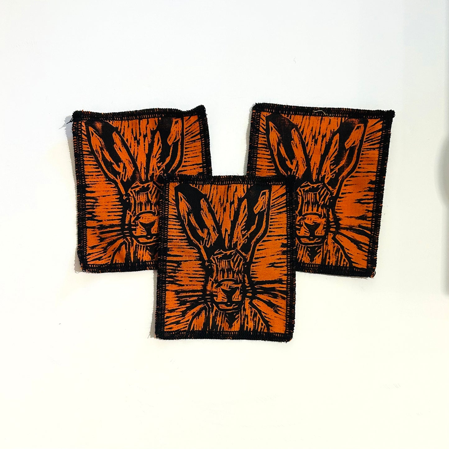 Rabbit Woodcut Sew on Patch