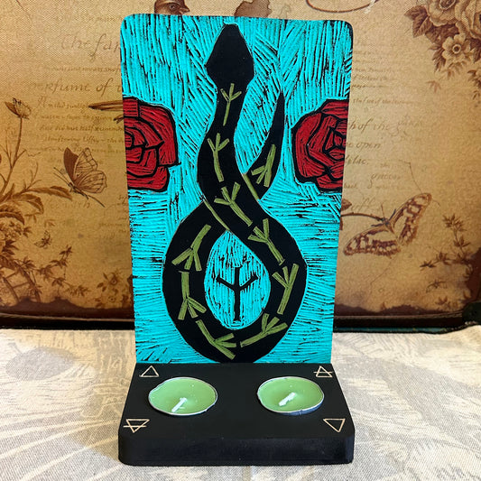 Snake Wooden Tea Light Holder