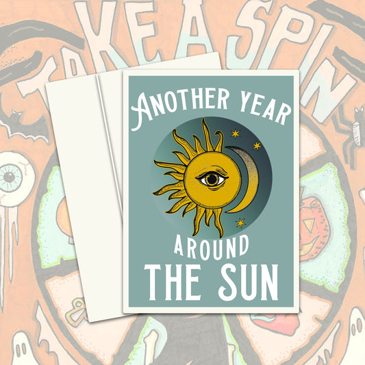 Another Year Around the Sun Birthday Greeting Card - Blank inside with Envelope