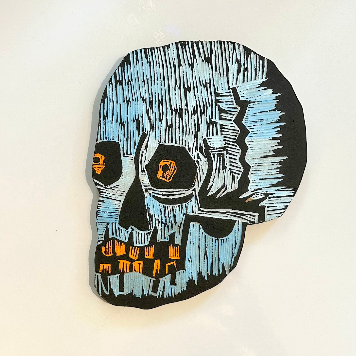 Ted - Skull Woodcut Wall Hanging