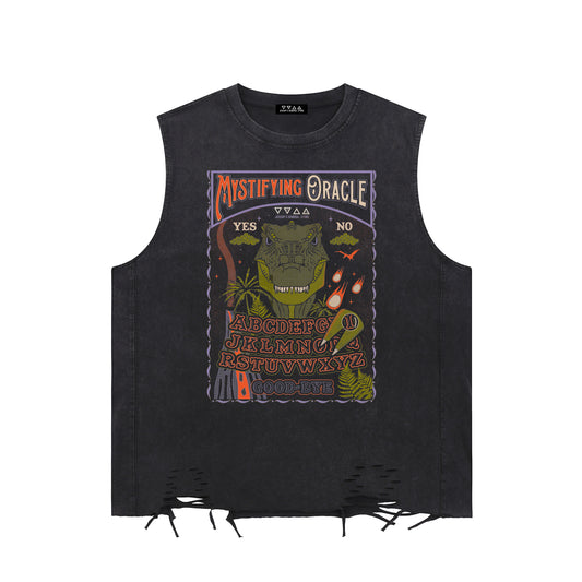 Mystifying Oracle T-rex Distressed Unisex Muscle Tee