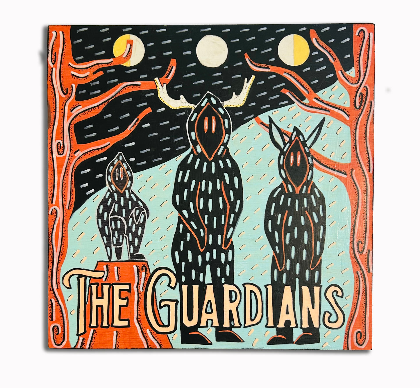 The Guardians — Original 12" x 12" Acrylic Marker Painting