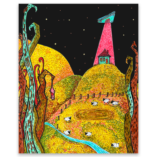 UFO House Illustration Print