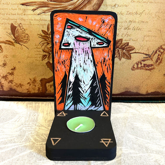 UFO Wooden Tea Light Holder