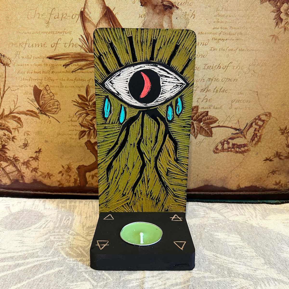 Eye Wooden Tea Light Holder