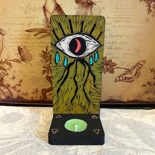 Eye Wooden Tea Light Holder