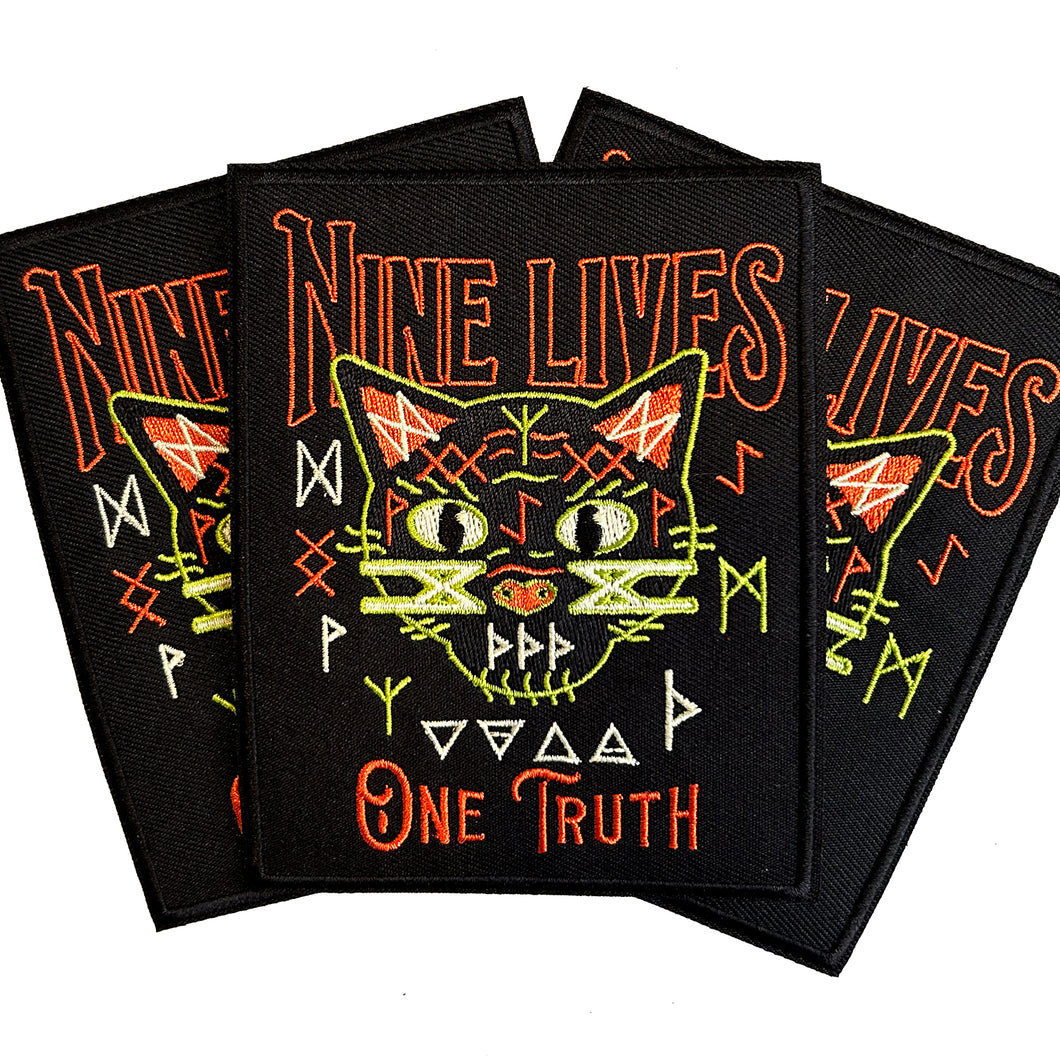 Nine Lives One Truth Cat Iron on Patch