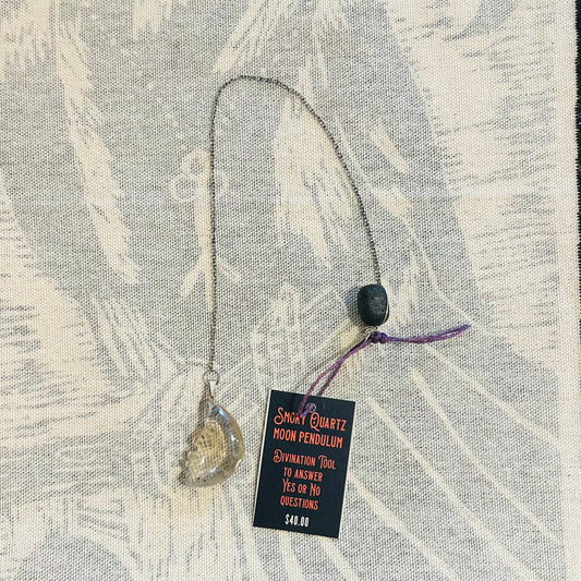 Smoky Quartz Moon Pendulum — Clarity, Protection & Grounded Intuition