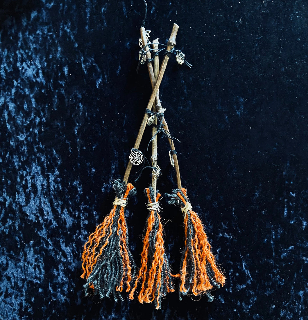 Altar Broom Besom  with Spooky Charms