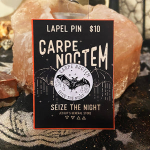 Carpe Noctem Seize The Night Bat Lapel Pin