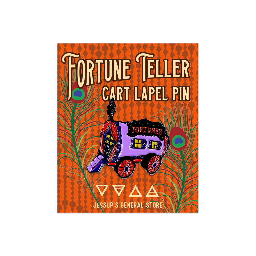 Fortune Teller Cart Enamel Lapel Pin