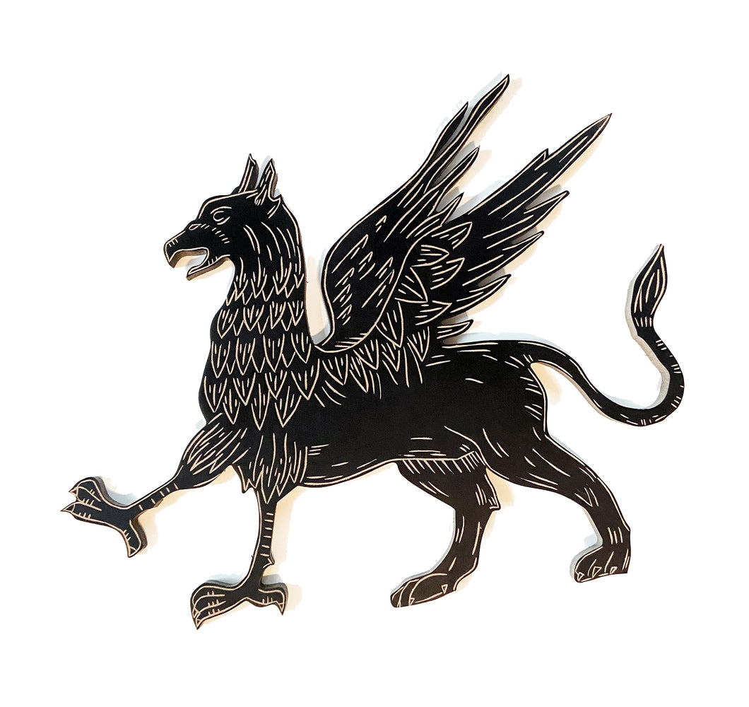 Griffin wood art wall hanging