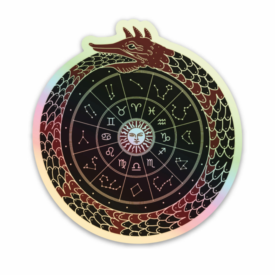 Zodiac Ouroboros Snake Holographic Sticker